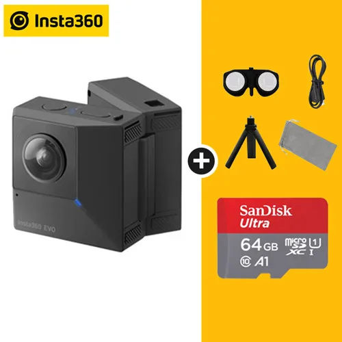 Insta360 EVO 360 VR панорамная 3D камера 5,7 K видео экшн мини-камера для Android и iPhone селфи-палка vs Insta360 ONE X - Цветной: Жёлтый / золотой