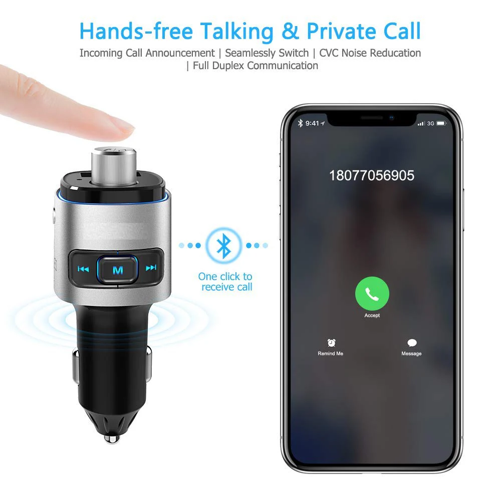 SeenDa QC3.0 автомобиля Зарядное устройство Bluetooth FM передатчик свободные руки