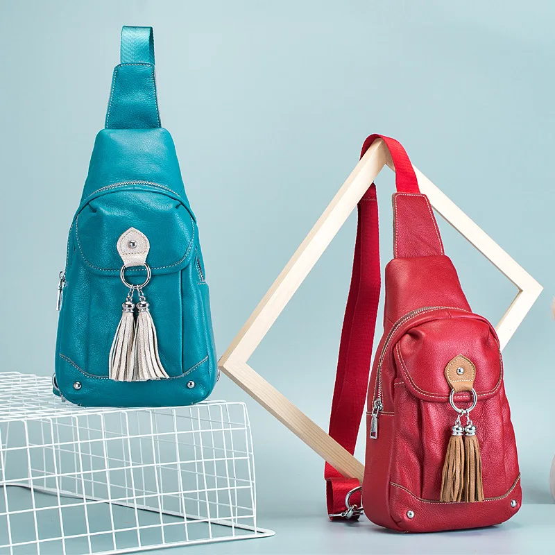 Новинка 2021 летняя и осенняя Женская нагрудная сумка из натуральной кожи женские