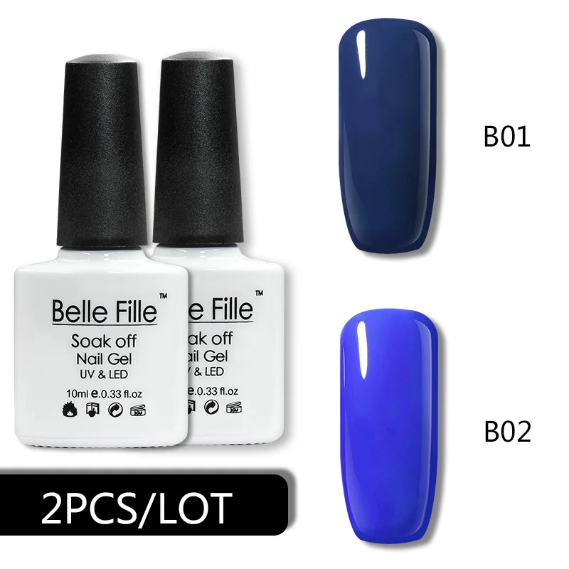 BELLE FILLE небесно голубой 2 шт./партия 10 мл УФ гель для ногтей Гель лак полировки