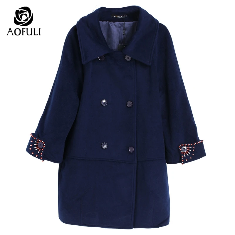 Двубортное пальто S/M/L/XL с отложным воротником Свободный Повседневный Топ