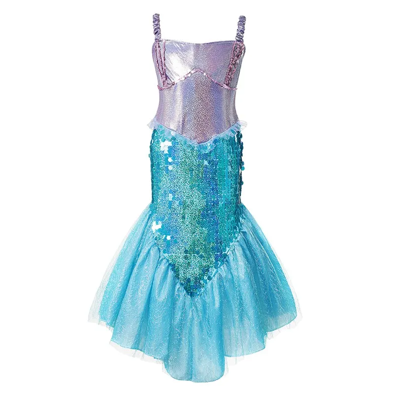 Disney Mermaid Girl Little Princess Arier Dress Cosplay Costume Children Halloween Clothes  Fancy Dress for Girls Party Prom