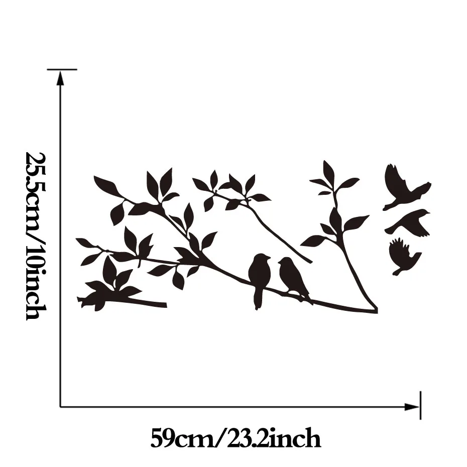 Настенные виниловые наклейки с птицами на ветвях дерева черные настенные