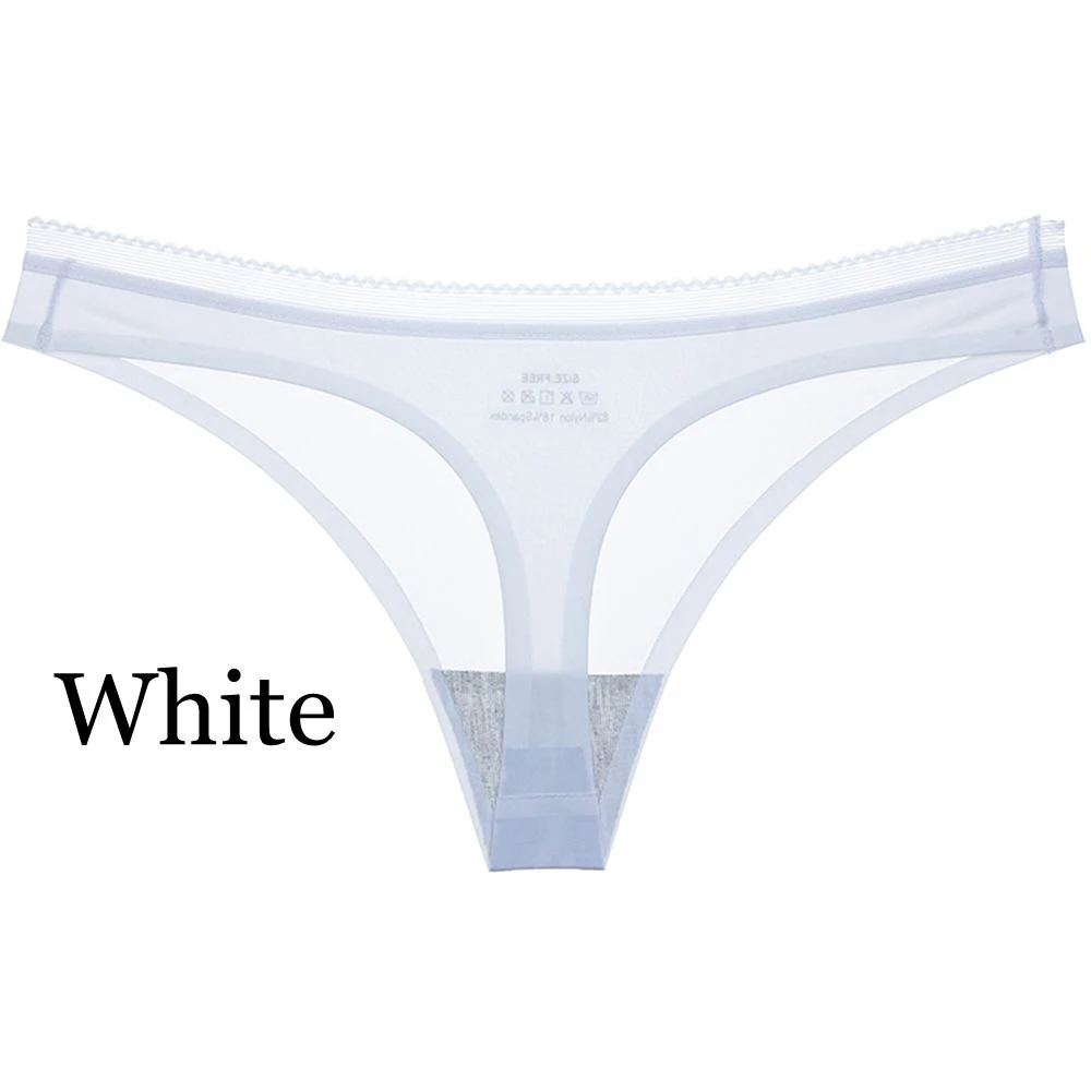 white 1 шт., женское однотонное шелковое нижнее белье, нижнее белье, сексуальные хлопковые трусики, стринги, низкая посадка, бесшовные стринги, Трусы M/L/XL - Цвет: white