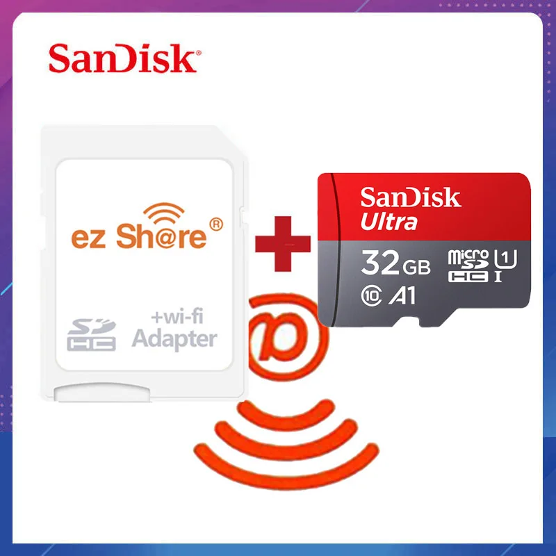A1 32G-EZ Sandisk Ultra 16 ГБ 32 ГБ класс 10 microsd wifi Беспроводная TF карта Micro SD карта 64 Гб 128 Гб карта памяти ezshare беспроводной wifi адаптер - Емкость: A1 32G-EZ