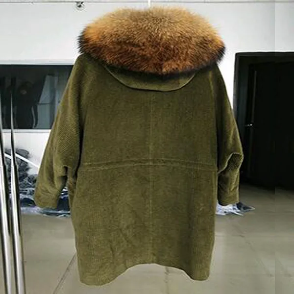 Color 5 MaoMaoKong2019, новая зимняя куртка, пальто, женская парка, вельветовое пальто с мехом, большой воротник из натурального меха енота, настоящая теплая подкладка из меха ягненка - Цвет: Color 5