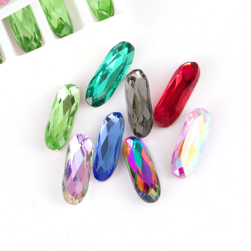 

Rhinestone Sew In Crystal glass Long straight strip Stones for clothing Loose Rhinestones sew On Base Garment Stones for Jewelr