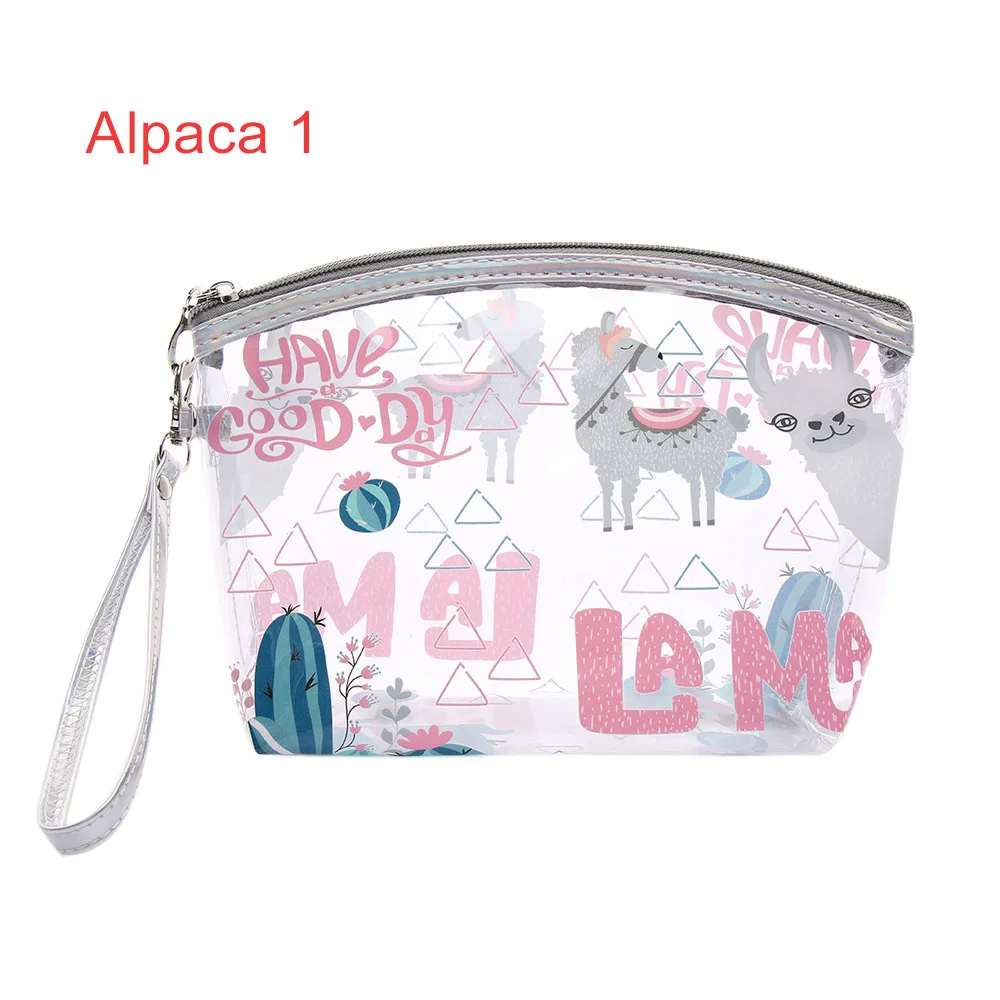 Alpaca 1 1 шт. Для Женщин Единорог косметичка из ПВХ Водонепроницаемый, сумочка, косметичка Альпака прозрачная косметичка для путешествий, органайзер мешок с застежкой-молнией - Цвет: Alpaca 1