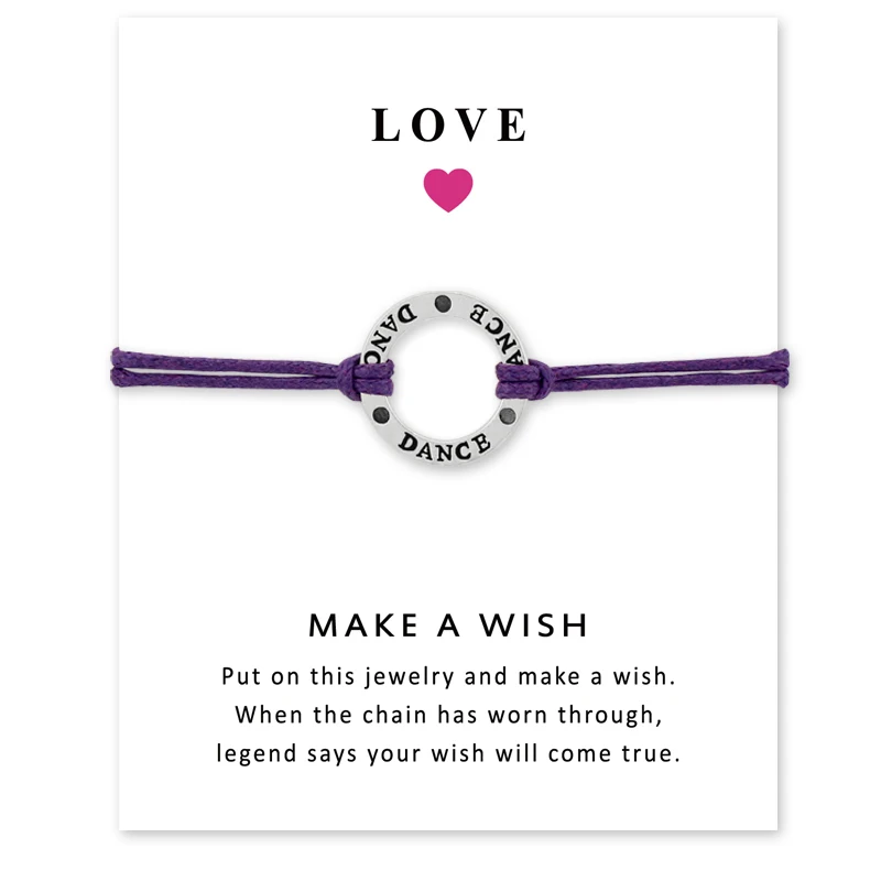 Silver Dance Bracelets Adjustable Wish Card For Women Men Friendship Gift With | Украшения и аксессуары