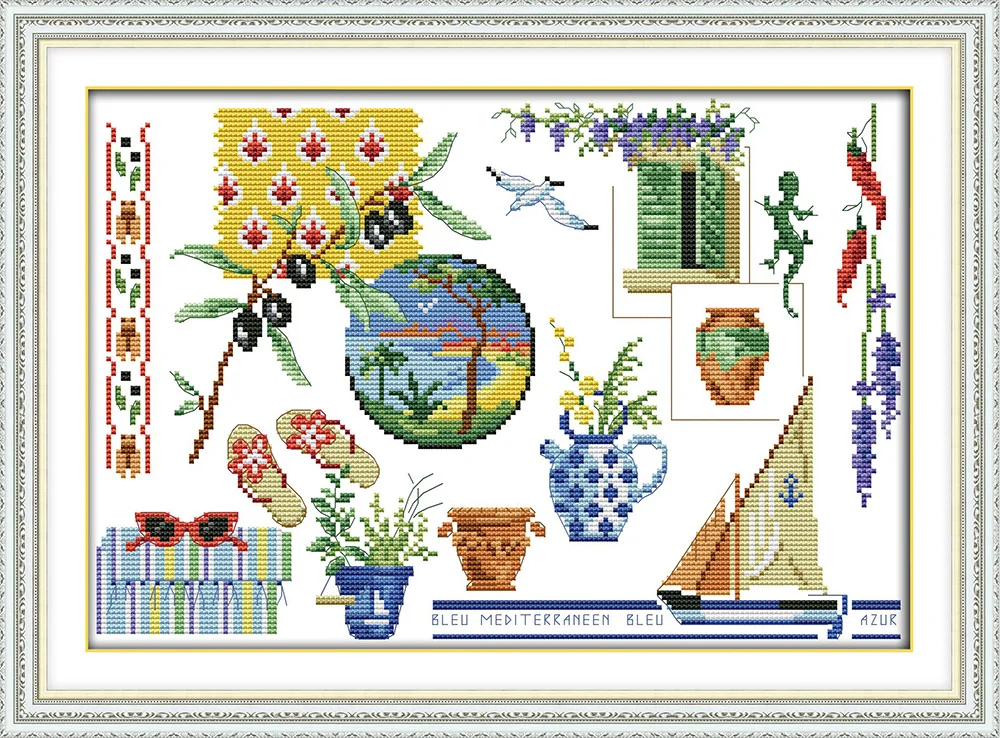 Картина в горшке с цветочным рисунком домашний декор рассчитан на холст 14 карат 11