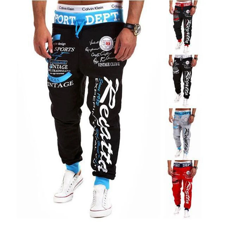 Брюки 2016 Горячая Распродажа мешковатые мужские с буквенным принтом шаровары