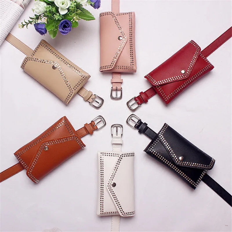 DIINOVIVO Женская поясная сумка с заклепками повседневная из искусственной кожи для