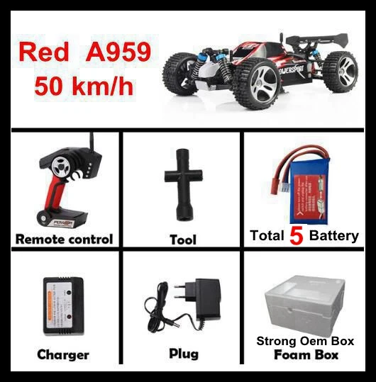 50kmH red a959 5b Wltoys A959 и A959-B 2,4G 4CH пульт дистанционного управления Rc высокоскоростной гоночный автомобиль скоростной автомобиль гоночный автомобиль VS 9115 s911 a969-b a979-b k969car - Цвет: 50kmH red a959 5b