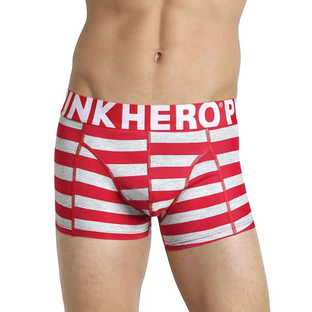 PINK HEROES Underpants Men Sexy Underwear Mens Stripe Underpants Knickers Sexy Briefs Shorts Cotton Underwear DEC21