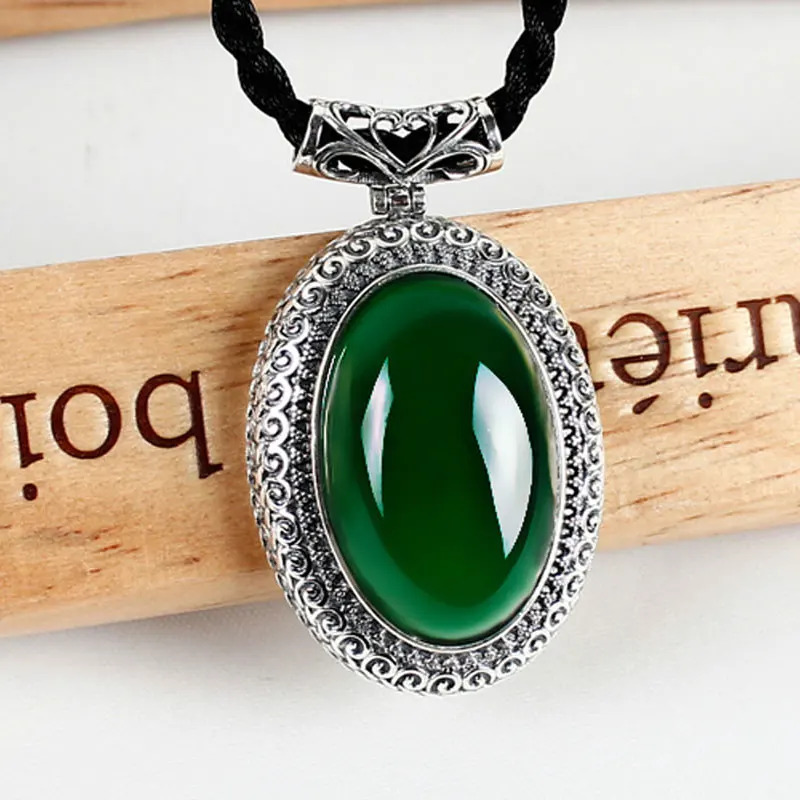 Женское ожерелье с подвеской из серебра 100% пробы халцедоном|gemstone pendant|gemstone silver