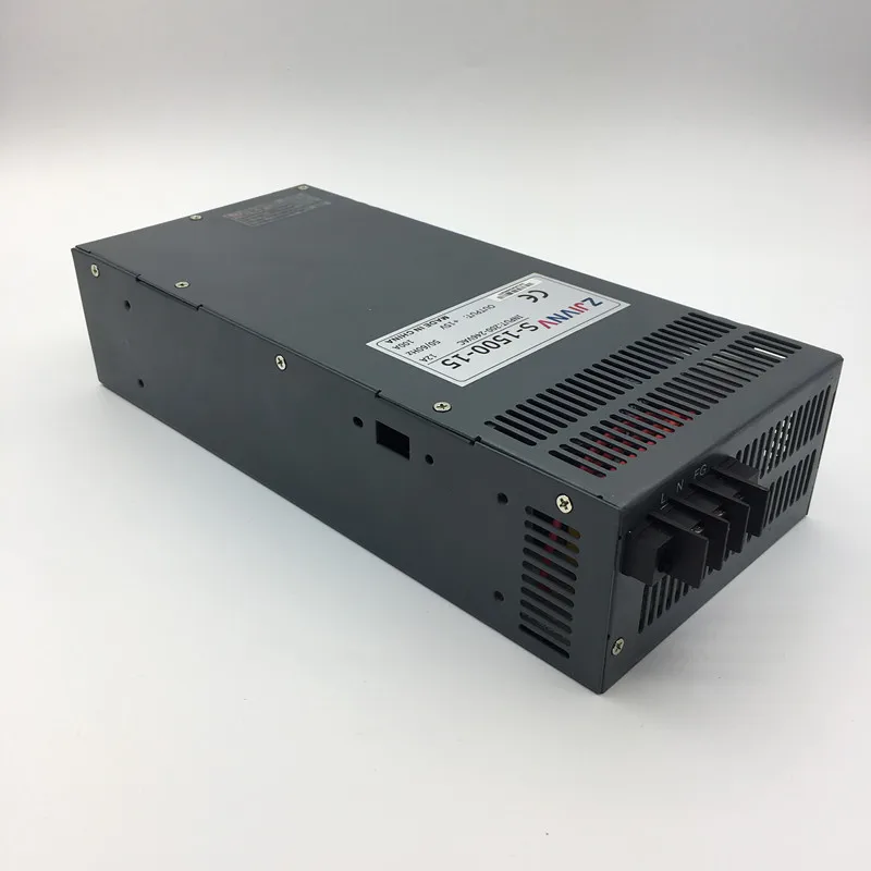 S-1500-15V импульсный источник питания 1500W 15v 100A, одиночный выход параллельный Ac Dc источник питания, AC110V/220 V трансформатор к DC 15V