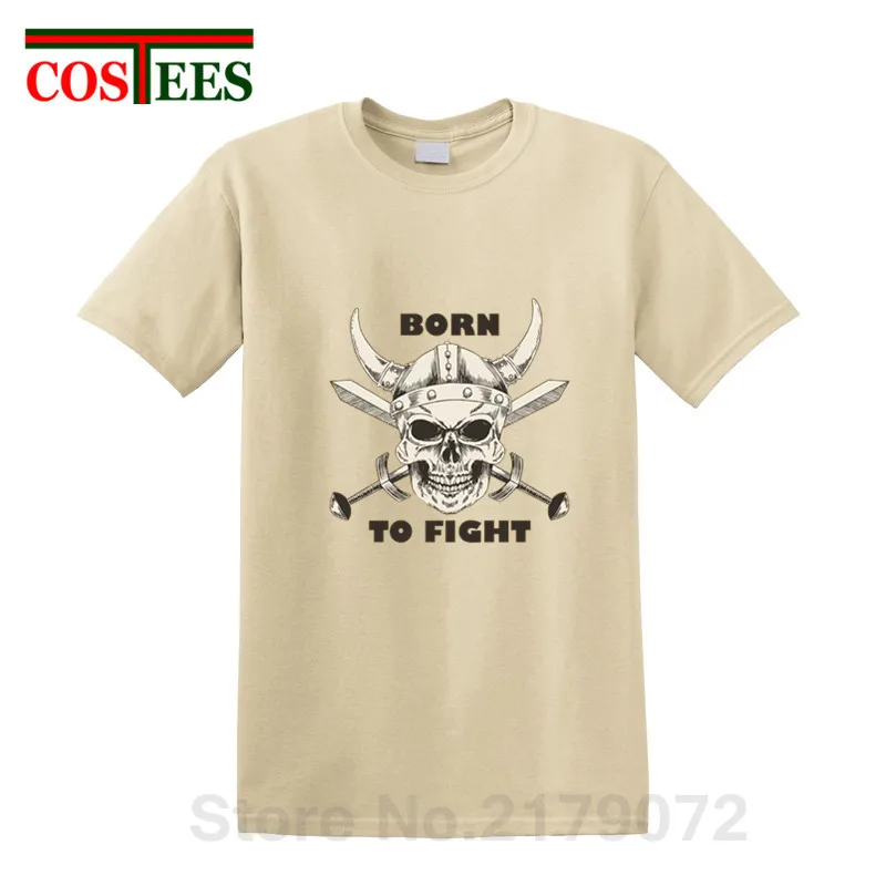 2019 череп дизайн Vestido Viking Born to Fight футболка Для мужчин Викинги воин Берсерк и