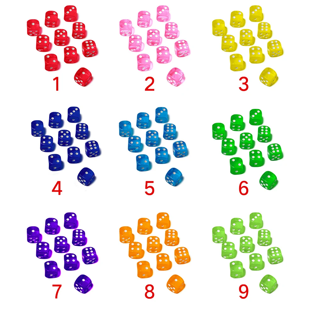 10pcs/set Round Corner Cube Transparent Colorful Exquisite Dice Collection Decoration Game | Спорт и развлечения