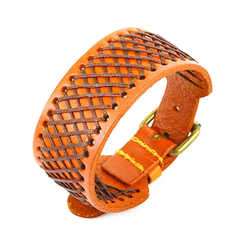 Регулируемый браслет в стиле панк-рок мужской из натуральной коровьей кожи на