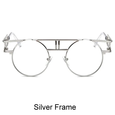 Silver Frame Ralferty готические Круглые Солнцезащитные очки для женщин и мужчин винтажные стимпанк очки Ретро Покрытие Солнцезащитные очки Светоотражающие gafas de sol mujer - Цвет линз: Silver Frame