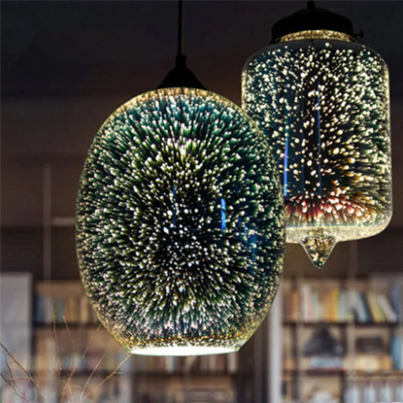

SANYI Modern Pendant Ceiling Lamps Electroplate 3D Firework Hanging Lamp Chrome Lampshade E27 Holder Pendant Light Decoration