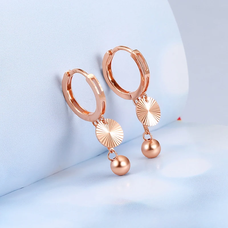 

Solid AU750 Rose Gold Earrings Lady's Hoop Earrings 2.05g