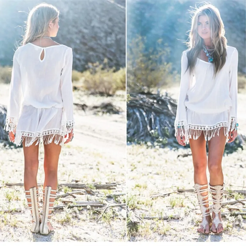 Летнее стильное Сексуальное Женское Платье с круглым вырезом кружевные