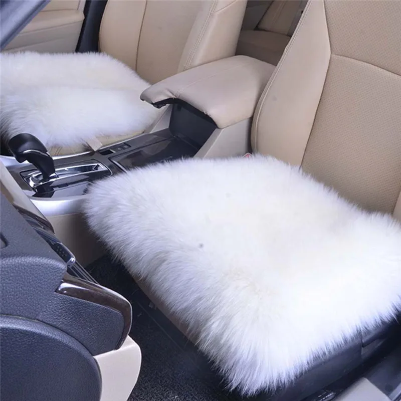45*45 Car Seat Cover Luxurious Natural Fur Authentic Soft Fluffy Wool Sheepskin for Automobile Interior Accessory Cushion |