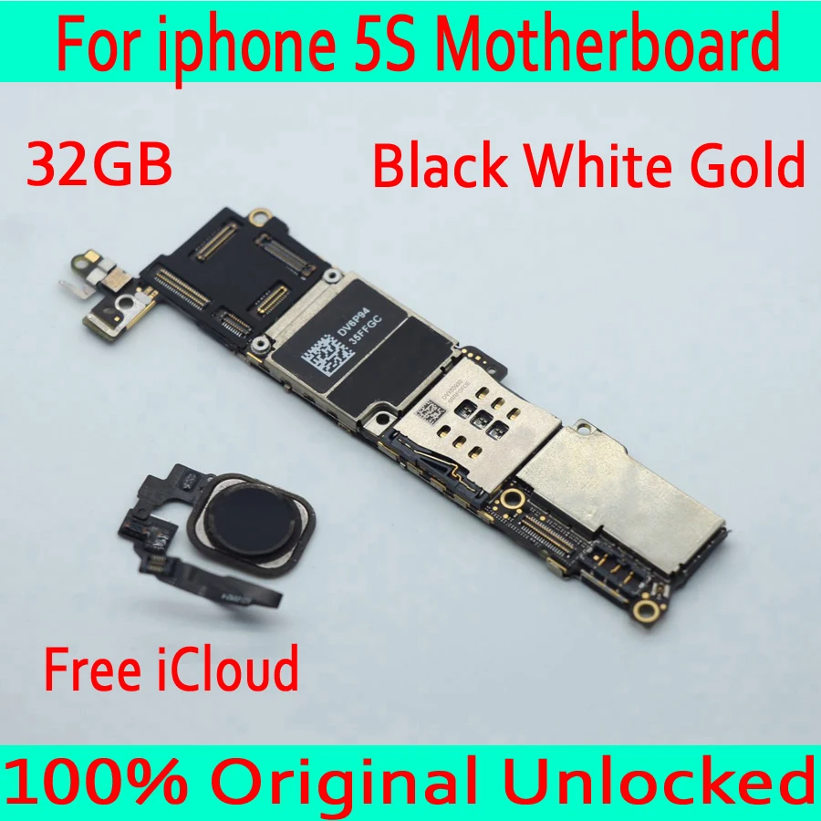 32 Гб черное белое золото для iphone 5S материнская плата с сенсорным ID, разблокирована для iphone 5S логическая плата с чистым iCloud