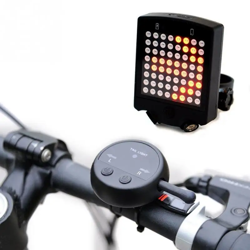 

Brand NEW 64 LED Bicycle Rear Tail Light USB Rechargeable With Wireless Remote Bike Turn Signals Safety Warning Light
