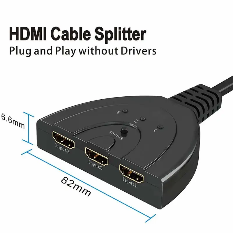 Basix Mini 3 Port Переходник HDMI разветвитель Cable 1.4b 1080P Коммутатор Switch в 1 хаб с выходом