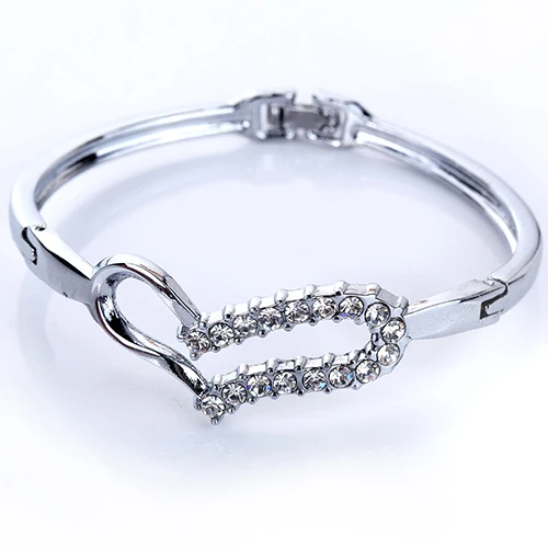 Bluelans женские любовь сердце Блестящий Кристалл горный хрусталь браслеты с