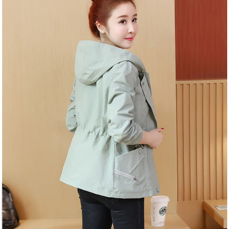 Новинка весна-осень 2020 Женская Повседневная Длинная ветровка с капюшоном