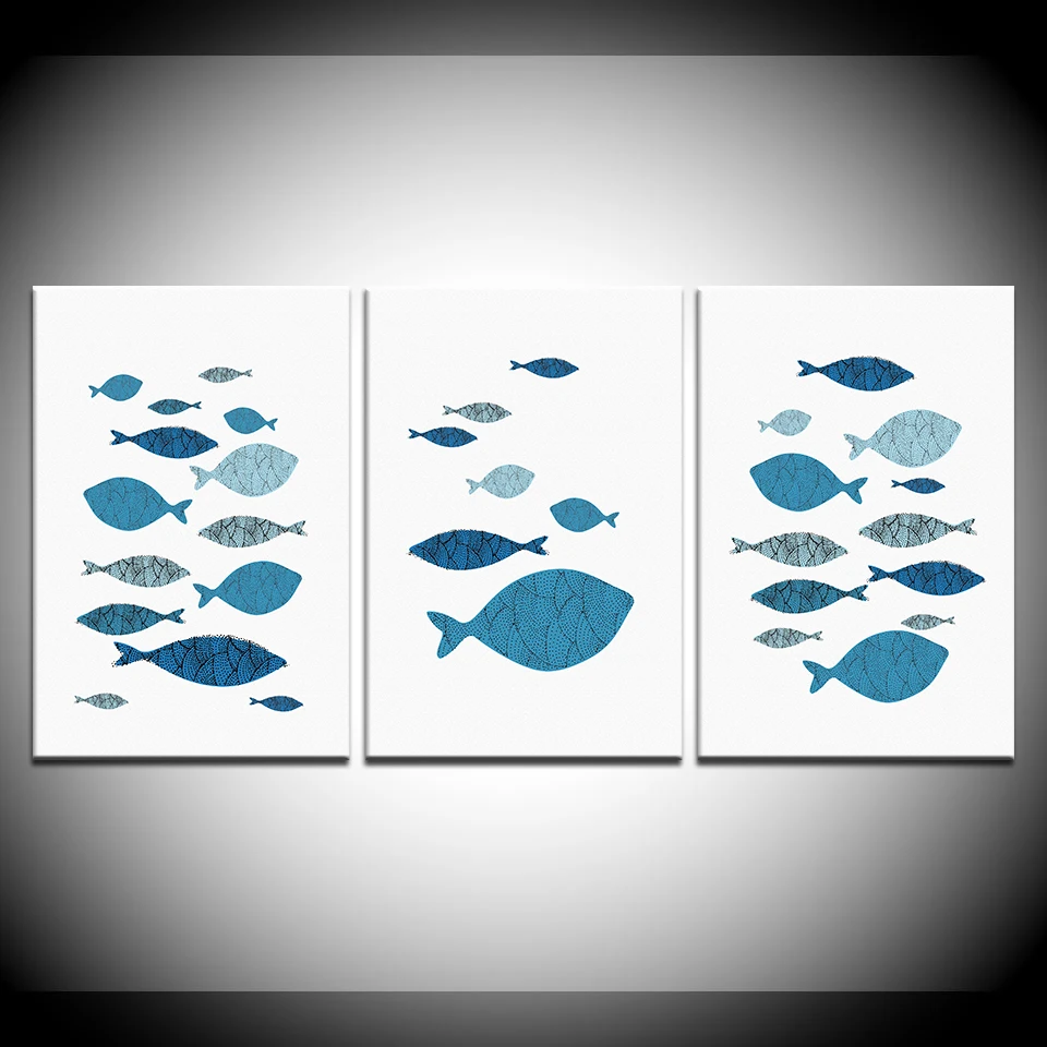 Рыба комикс океан абстрактная морская рыба синий коралл холст художественные