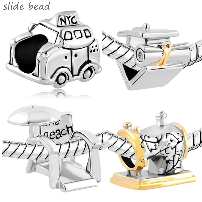 

Fit Pandora charm bracelets Sewing machine taxi bachelor hat classic charm beads Charm Bracelet Spacers Beads for jewelry making