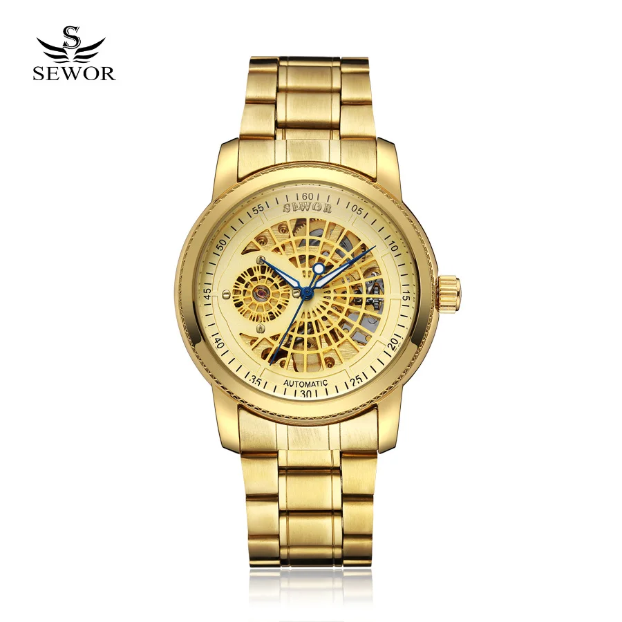 

Mechanical Luxury Skeleton Watches SEWOR Automatic Watch Relogio Male Montre Watch Mens Relojes 3ATM Stainless Steel Strap