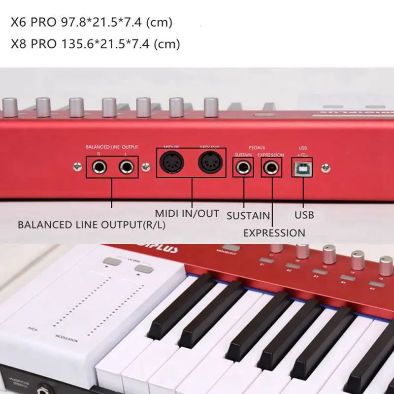 MIDIPLUS X6pro 61 полноразмерная полу вес клавиш скорости midi клавиатура контроллер с buitl