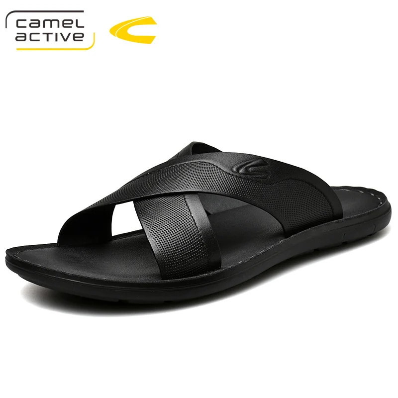 Черный Camel Active/Новое поступление года; летние мужские шлепанцы; Высококачественная пляжная обувь; нескользящие мужские тапочки; zapatos hombre; повседневная обувь - Цвет: Черный