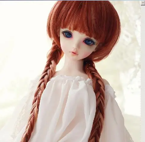 Новинка Bjd кукла парик 1/3 1/4 9-1" 7-8" длинные волосы длинная коса коричневый/розовый/фиолетовый смешанный цвет BJD Кукла SD MSD парик - Цвет: G350Brown