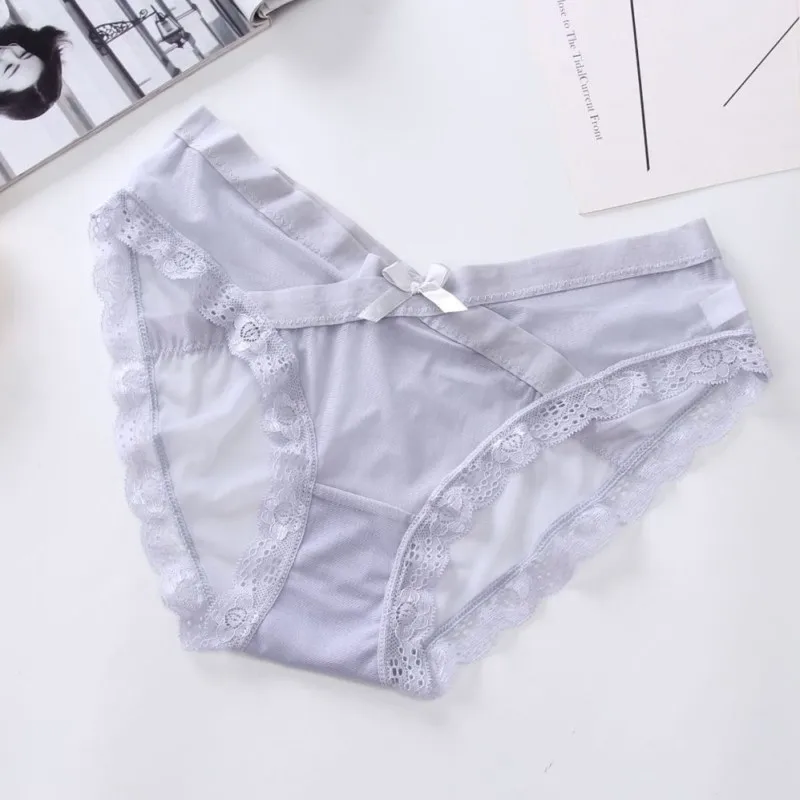 Jeseca New Sexy Lace Female Briefs Transparent Panties Low-Rise Underwear Hollow Out Easy-Dry Breathable Seamless Short Briefs