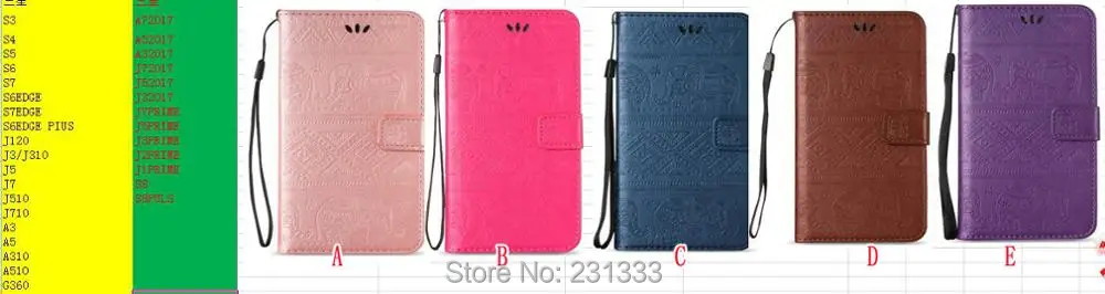 Кожаный чехол-Кошелек на ремешке для Samsung Galaxy S8 PLUS J3 J5 J7 A3 A5 2017 J2 Prime Elephant TPU