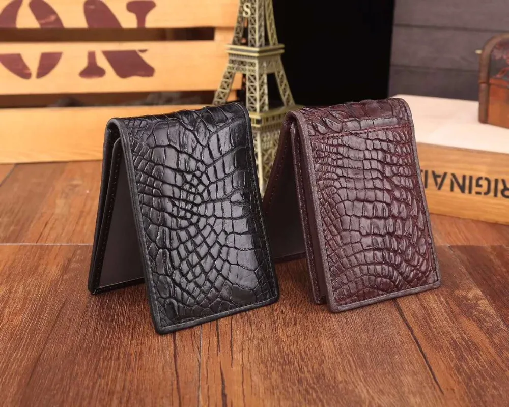 2018 fashion Genuine/Real Crocodile Skin Leather bank credit card holder drive license card holder case black brown free ship