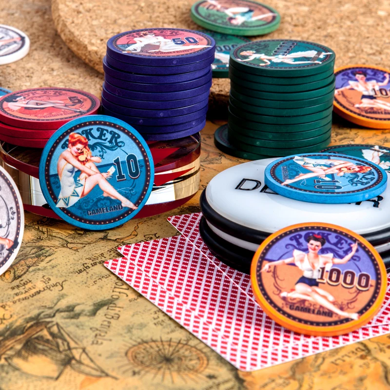 Сексуальные женские керамические фишки для покера набор фишек азартных игр в