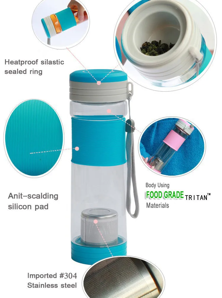 New Arrival 550ml My Bottle Travel Mug Tea infuser Cups Protein Shaker Thermos Tour Plastic Water Bottles with Lid and Rope | Дом и сад