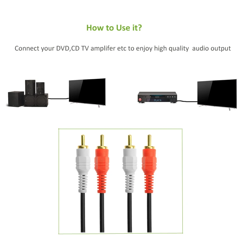 ULT Best 2RCA штекер 2 RCA мужской кабель аудио стерео AUX AV видео конвертер шнур для Android TV