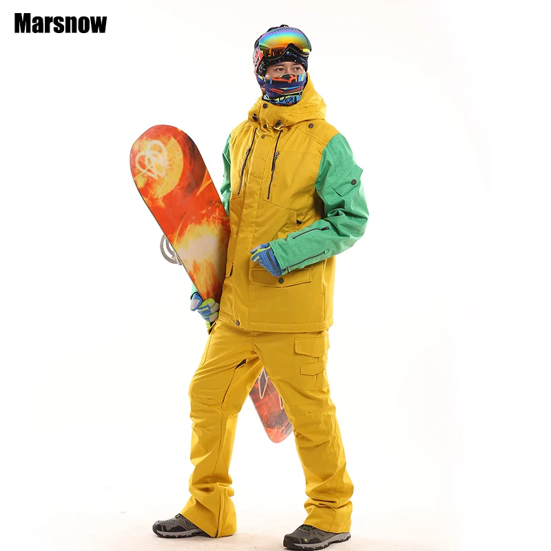 

New arrival thicken winter snowboarding set men waterproof windproof warm ski mountaineering jacket and pants skiing suit