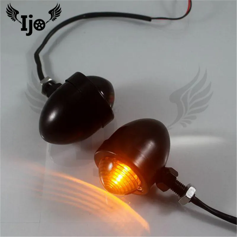 Motorcycle Retro Black Grill Bullet Amber Bulb LED Turn Signal Indicator Light for Harley Honda Suzuki Kawasaki |