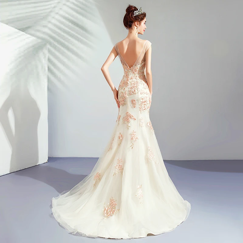 Элегантные свадебные платья русалки с v образным вырезом и рукавами крылышками