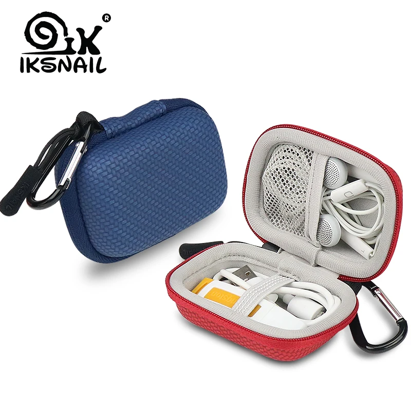 IKSNAIL Portable Mini Square Hard Storage Case Bag With Hook For Earphone Headphone Cables SD TF Cards Digital Box Cases | Электроника