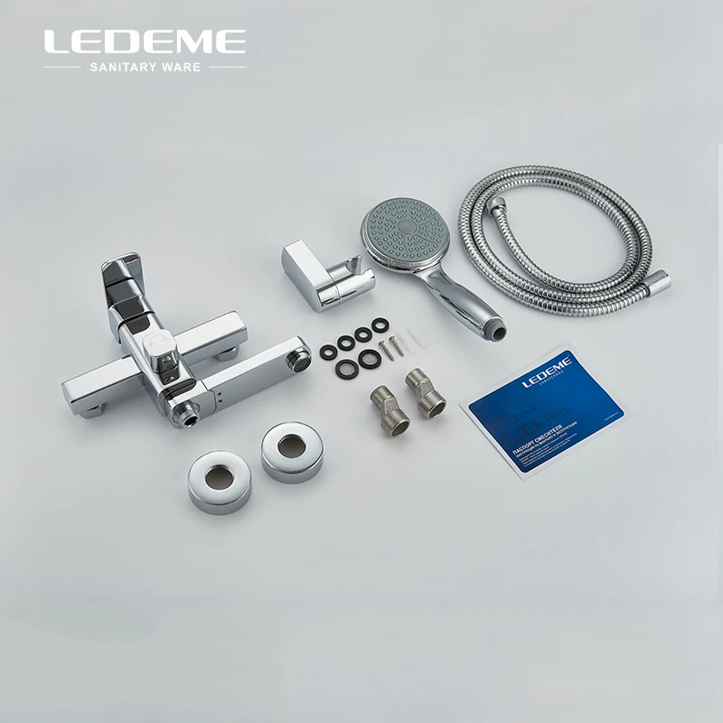 LEDEME квадратный смеситель для ванной комнаты набор душа латунь двойная ручка душ